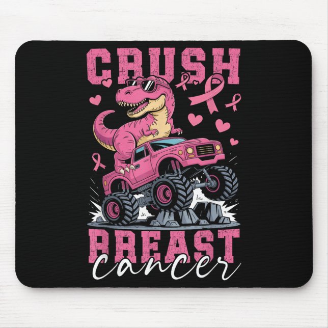 Tapis De Souris Dinosaure Monster Camion Pink Ribbon Crush Breast  (Devant)