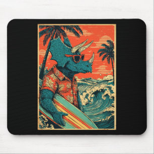 Tapis De Souris Dinosaure Rétro Surf Hawaï Été Triceratops S
