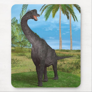 Tapis De Souris Dinosaure sauropode dans un paysage préhistorique