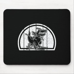 Tapis De Souris Dinosaure skieur de montagne Ski Dino Ski Ski Din