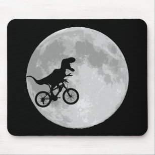 Tapis De Souris Dinosaure sur un vélo en ciel avec la lune