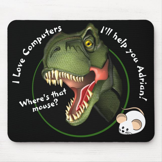 Tapis De Souris Dinosaure T-Rex personnalisé et petite souris (Devant)