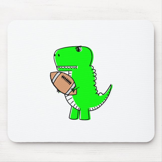 Tapis De Souris Dinosaure Vert Aime Le Football (Devant)