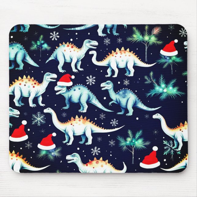 Tapis De Souris Dinosaures de Noël (Devant)
