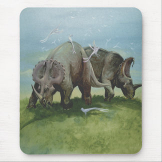 Tapis De Souris Dinosaures vintages, Centrosaurus pâturage dans la