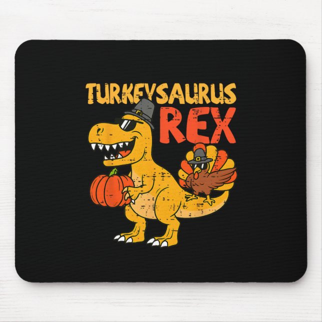 Tapis De Souris Dinosaurus Dinde Rex Dinosaure Garçon de Thanksgiv (Devant)