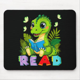 Tapis De Souris Dinosaurus t rex drôle lisant un livre amateur de