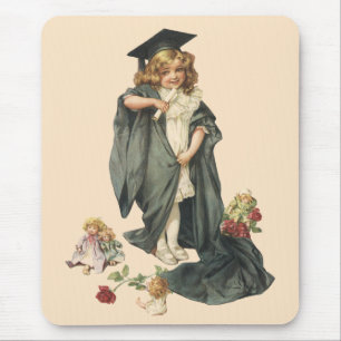 Tapis De Souris Diplômée Vintage, Fille portant une toque et une t