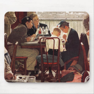 Tapis De Souris Dire la grâce par Norman Rockwell