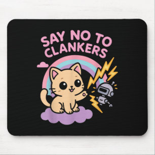 Tapis De Souris Dire Non Aux Clankers Anti Ai Robots Chaton Mignon