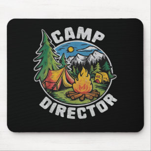 Tapis De Souris Directeur de camp rétro Camping Camp d'été Drôle d