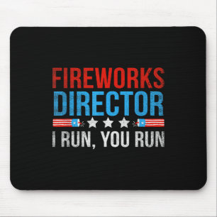 Tapis De Souris Directeur de Feu d'Artifice Je cours Tu cours Drôl