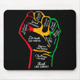 Tapis De Souris Dirigeants Noirs Inspirants Poing Puissant Main Mo