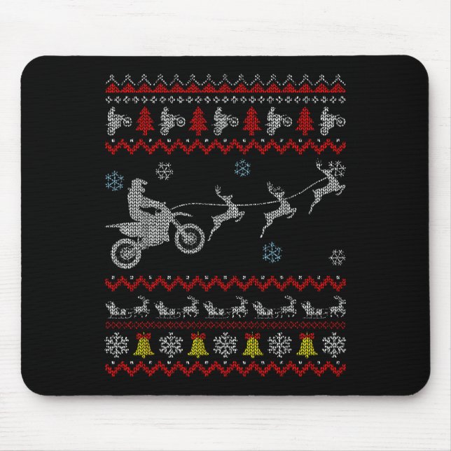 Tapis De Souris Dirt Bike Motorcycle Pajama Ugly Christmas Biker  (Devant)