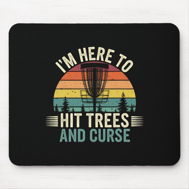 Tapis De Souris Disc Golf Drôle Frappe Arbres Et Juron Rétro Disc  (Devant)