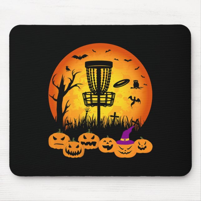 Tapis De Souris Disc Golf Rétro Halloween Cimetière Épouvantable D (Devant)