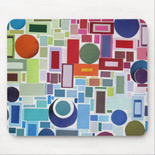 Tapis De Souris Disco Retro Mosaic des années 60 Collage Abstrait