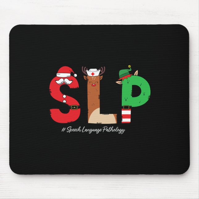 Tapis De Souris Discours de slp Langue Pathologiste Noël Slp Sant (Devant)