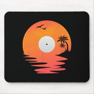 Tapis De Souris Disque Vinyle Rétro Disque Mer Plage Platine Tourn