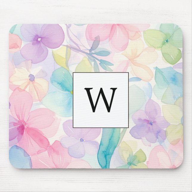 Tapis De Souris Distributeur d'eau élégant Fleurs Monogrammées   (Devant)