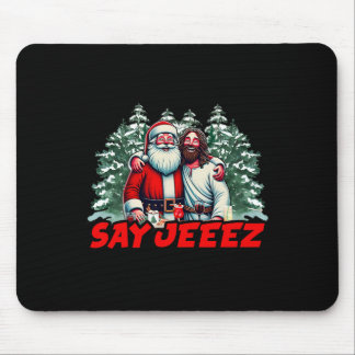 Tapis De Souris Dites Jeeez Christian Noël Père Noël Et Jesus Reli