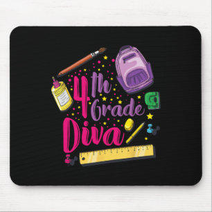 Tapis De Souris Diva de 4e année Premier jour de l'école Vêtements