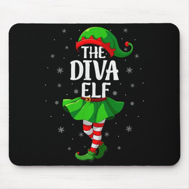 Tapis De Souris Diva Elf Christmas Girls Women Elf Squad Xmas Fami (Devant)