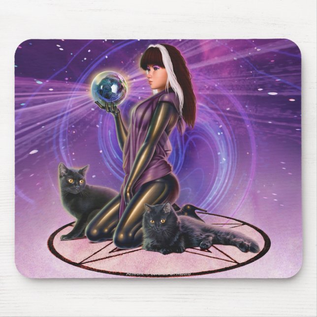 Tapis De Souris "Divination de chats noirs " (Devant)