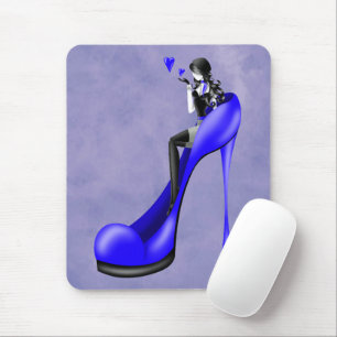 Tapis De Souris Divinité de la mode en escarpin bleu