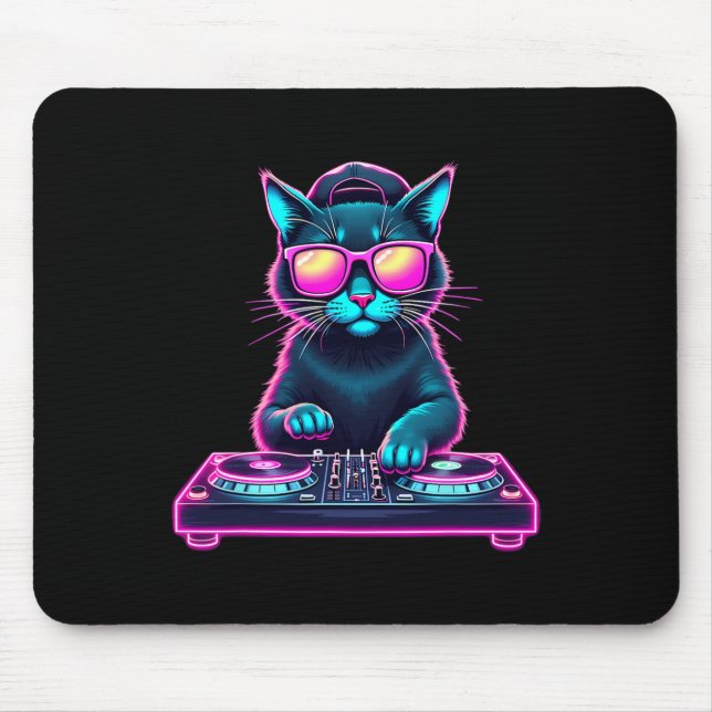 Tapis De Souris Dj House Chat Rainbow Dj Chat Kitty (Devant)