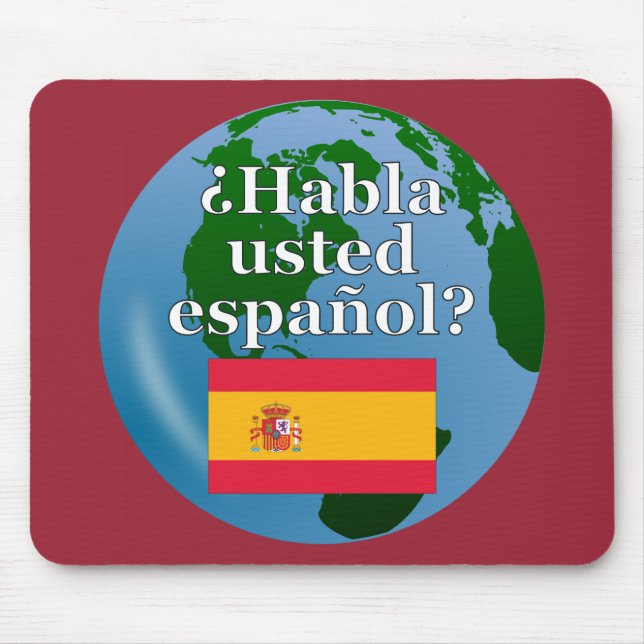 Tapis De Souris Do you speak Spanish ? Flag & globe (Devant)