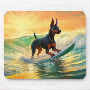 Tapis De Souris Doberman Beach Surf Peinture