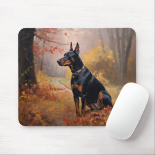 Tapis De Souris Doberman en automne Feuilles automne Inspire