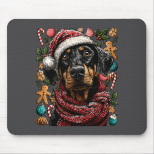 Tapis De Souris Doberman Festif Avec Chapeau De Père Noël Hiver Ne
