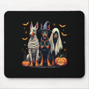 Tapis De Souris Doberman Halloween Costume maman sorcière fantôme