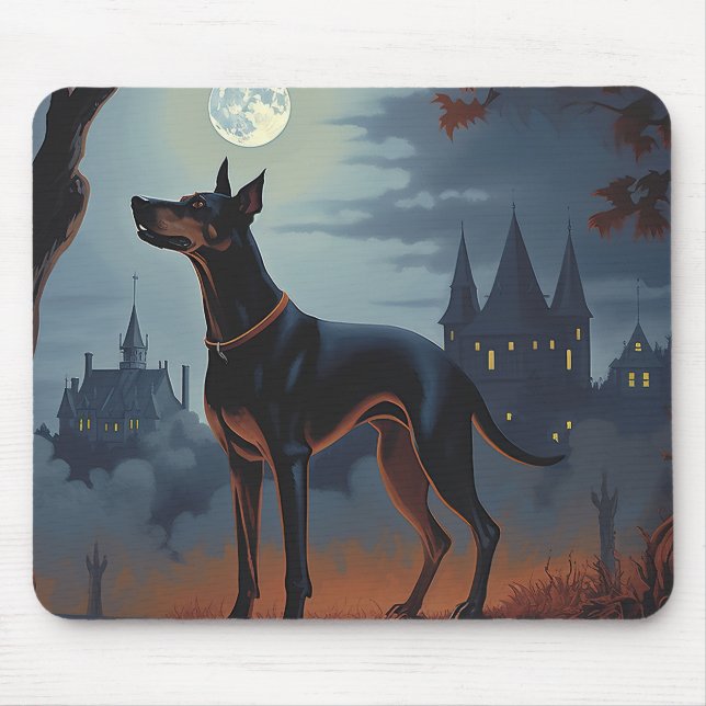 Tapis De Souris Doberman Halloween effraie (Devant)