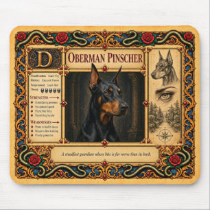 Tapis De Souris Doberman Pinscher, Art du Bestiaire Médiéval