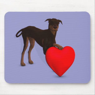 Tapis De Souris Doberman Pinscher Avec Coeur