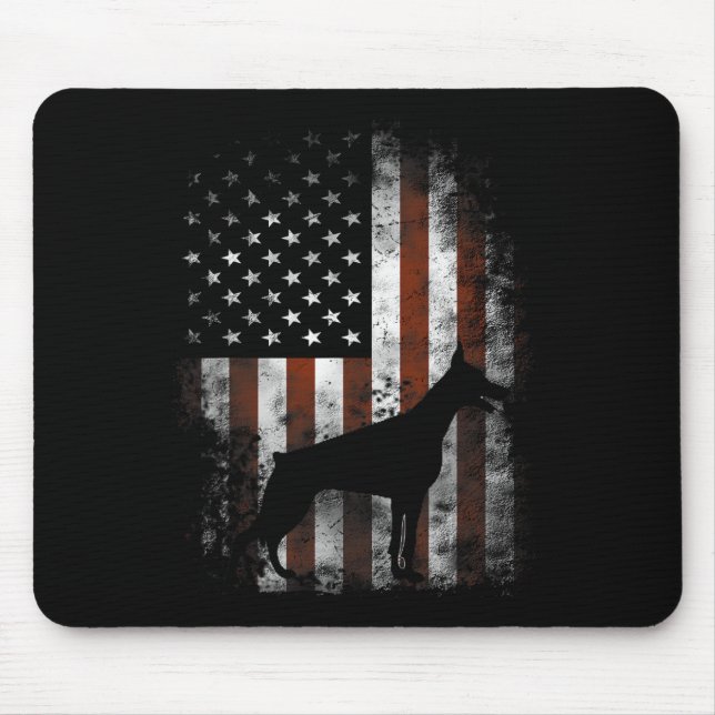 Tapis De Souris Doberman Pinscher Drapeau américain Cadeaux patrio (Devant)