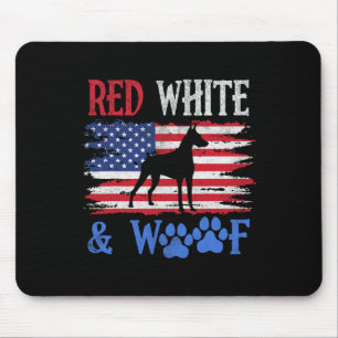 Tapis De Souris Doberman Pinscher Drapeau Américain Rouge Blanc Et
