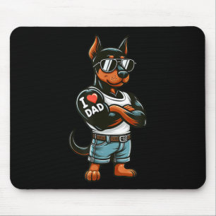 Tapis De Souris Doberman Pinscher I Love Papa Funny Chien Tattoo
