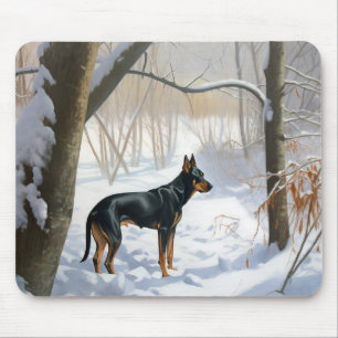 Tapis De Souris Doberman Pinscher Laisser Neige Noël