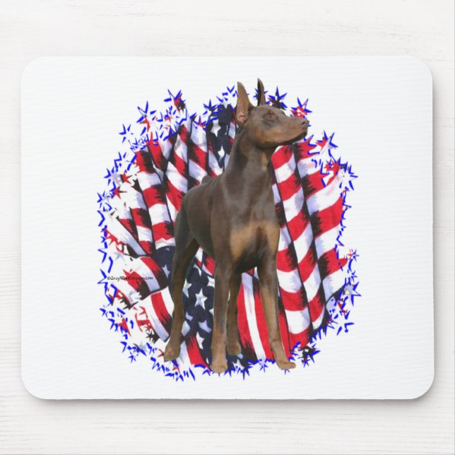 Tapis De Souris Doberman Pinscher (rouge) Patriote (Devant)