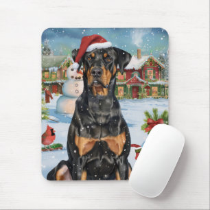 Tapis De Souris Doberman Winter Wonderland Christmas Joy