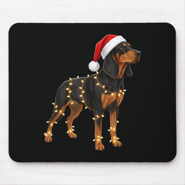 Tapis De Souris Dog Dachshund Wrapped In Christmas Lights - Holida (Devant)
