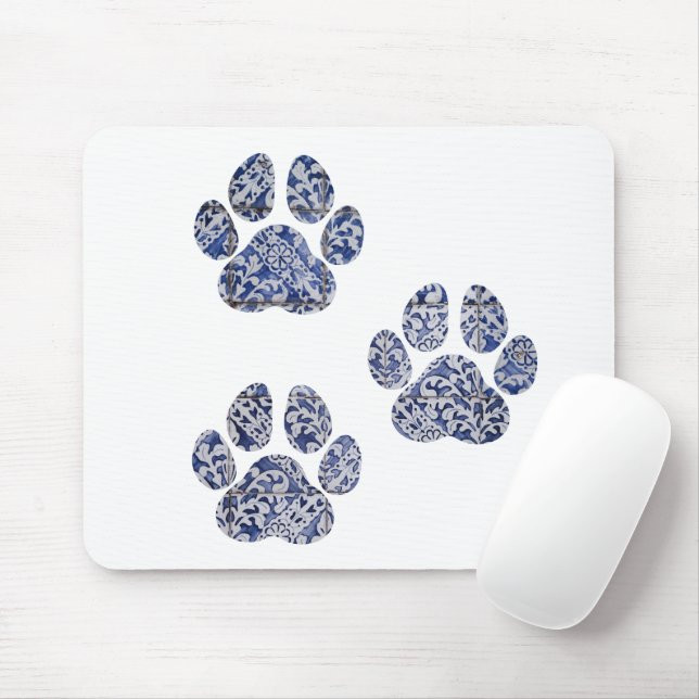 Tapis De Souris Dog Paw Prints - Portuguese Tiles (Avec souris)