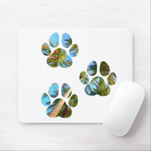 Tapis De Souris Dog Paw Prints - Tropical Palm Trees