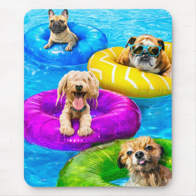 Tapis De Souris Dog Pool Party (Devant)