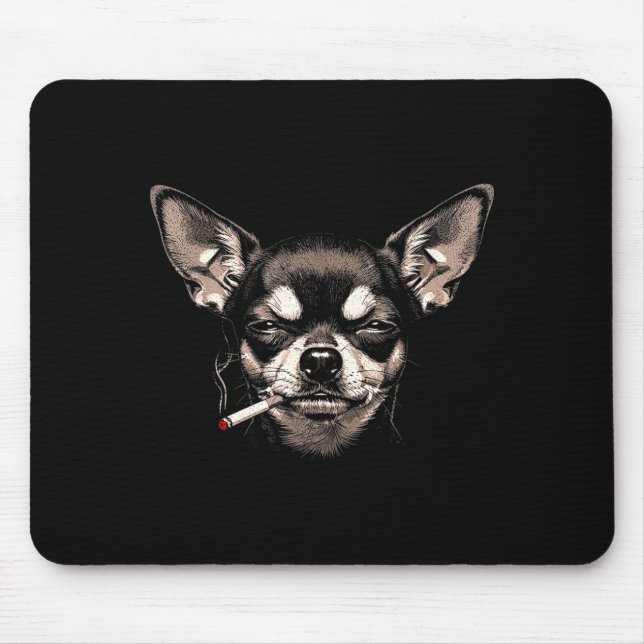 Tapis De Souris Dog Smoking Cigarette Funny Chihuahua Meme Men Wom (Devant)