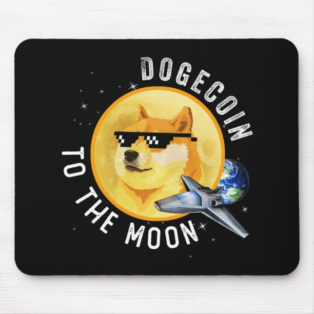 Tapis De Souris Dogecoin À La Lune Drôle Mème Cryptomonnaie (Devant)